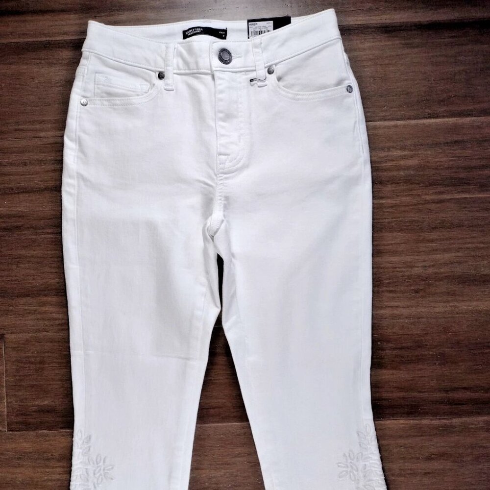 SIMPLY VERA VERA WANG Denim NWT Women's Juniors White Frost Crop Jeans-Size 0